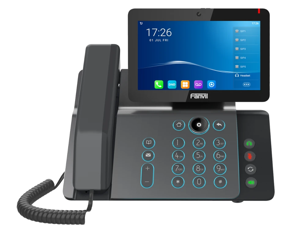 فانفيل V67 – هاتف فيديو آي بي ذكي رئيسي، يدعم 20 خط، شاشة لمس 7 بوصة، كاميرا 5 ميجابكسل، نظام أندرويد 9.0، جيجابت، PoE، واي فاي، بلوتوث