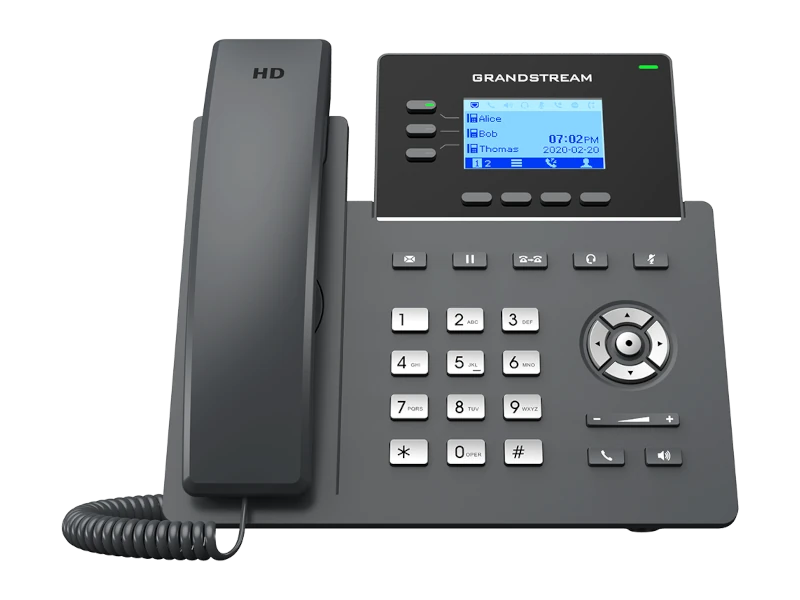 جراند ستريم GRP2603P – هاتف مكتبي آي بي أساسي، يدعم 3 خطوط، 6 حسابات SIP، مؤتمرات صوتية 5 اتجاهات، جيجابت، PoE