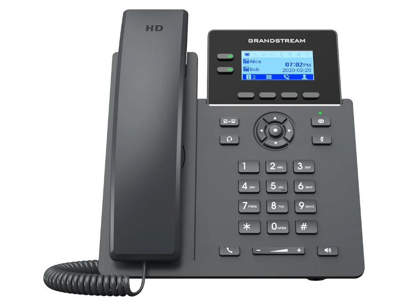 جراند ستريم GRP2602P – هاتف مكتبي آي بي أساسي، يدعم 2 خط، 4 حسابات SIP، مؤتمرات صوتية 5 اتجاهات، PoE