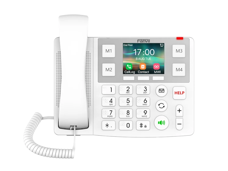 فانفيل X305 – هاتف مكتبي آي بي بأزرار كبيرة، يدعم 2 خط، شاشة ملونة 3.5 بوصة، مفاتيح بأرقام بارزة، واي فاي، بلوتوث، PoE